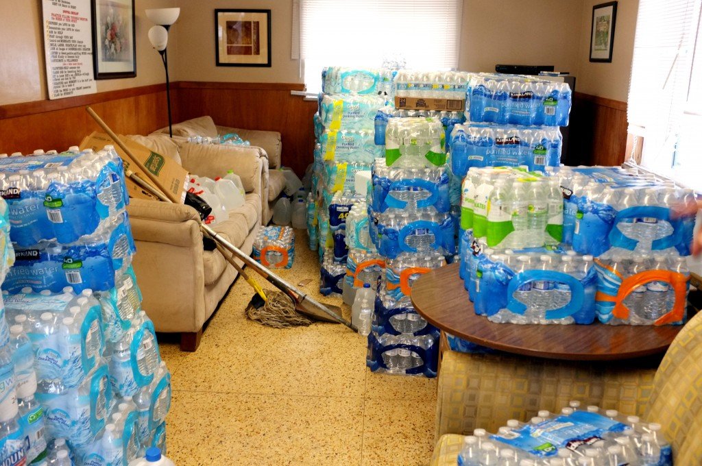 Just one room full of donated water of Pastor Bobby Jackson's shelter, Mission of Hope, which has been receiving massive donations since he appeared on MSNBC to talk about the current water crisis in Flint. 