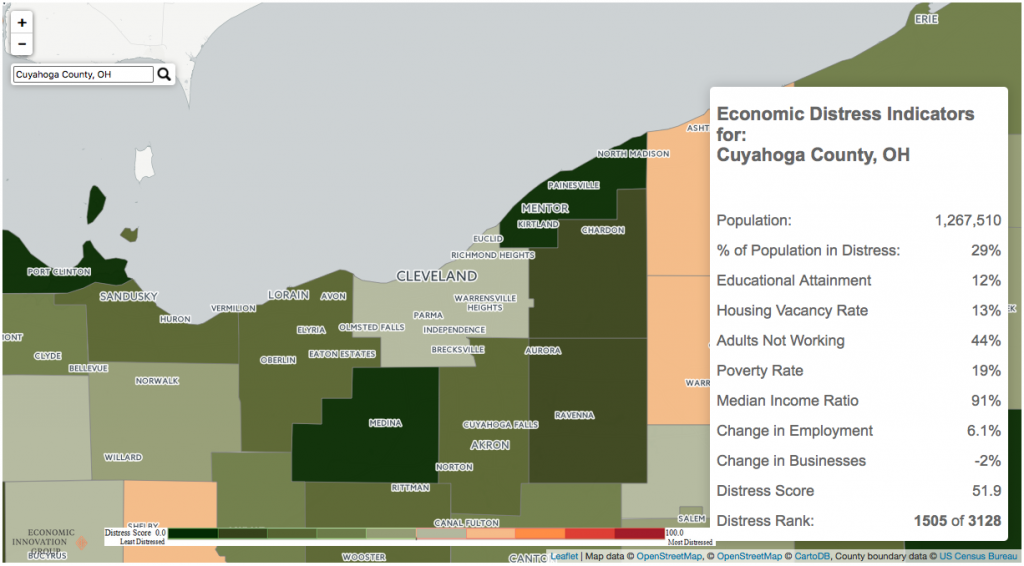 Figure 2 - As wealthy residents have left Cleveland, they've moved into suburbs in and around Cuyahoga County.