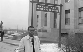 Mayor Richard G. Hatcher Standing in Front of Municipal Building